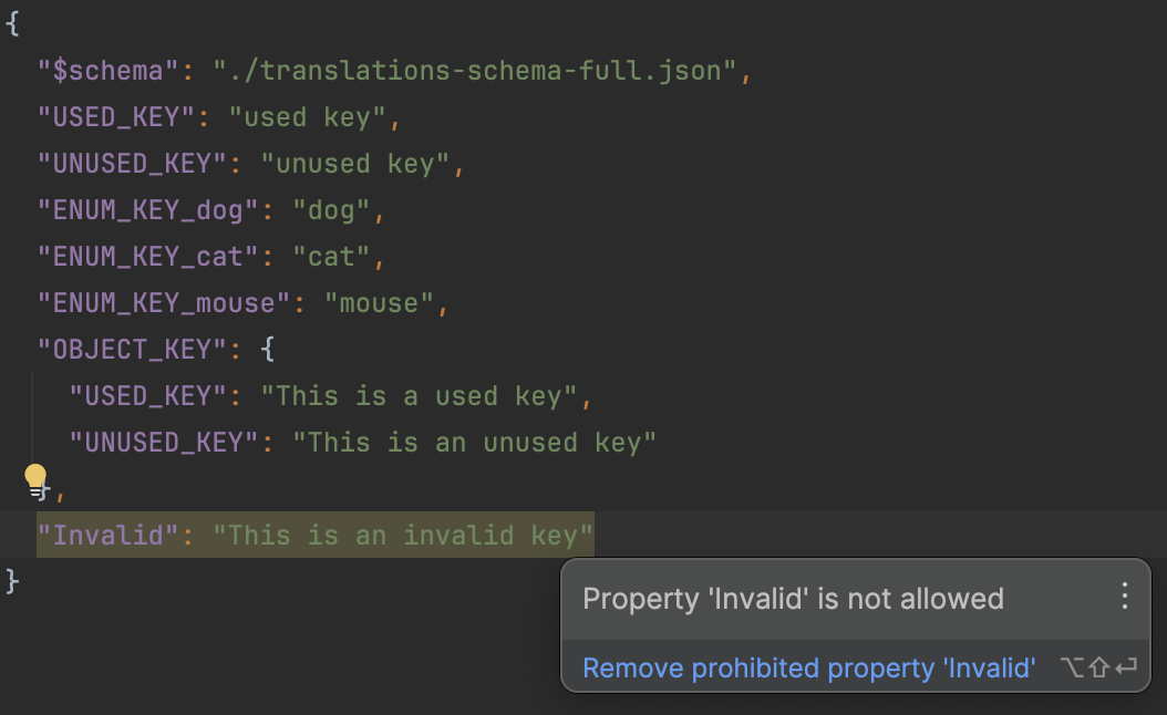Example of schema validation in Intellij
